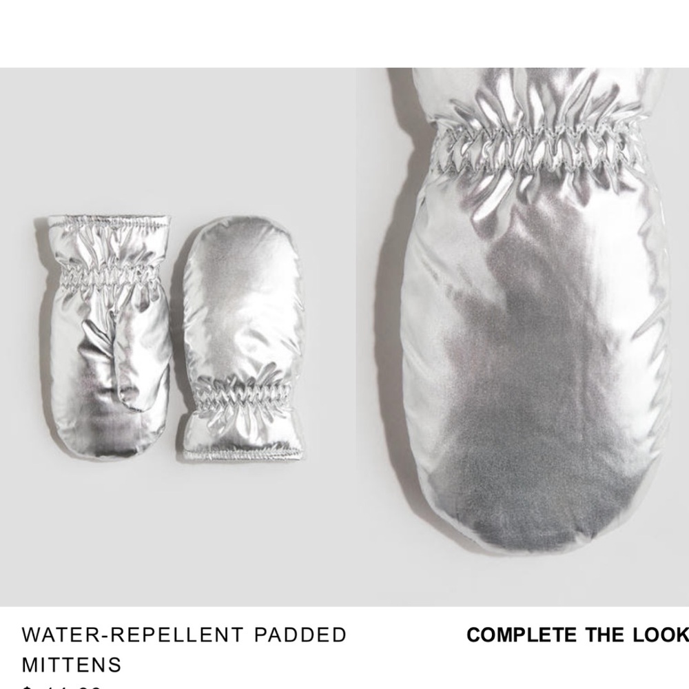 Silver Water-Repellent Padded Mittens 2T Worn Once Perfect Condition